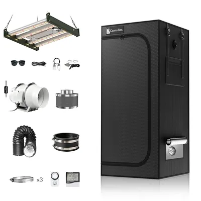 Standard Growzelt Komplettset 60x60x160 cm mit 120W LED Grow Lampe