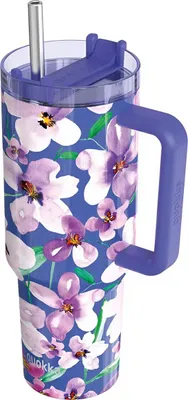 Produktbild von Quokka, Isolierbecher 1200ml mit Strohhalm Blumenmotiv, Violett