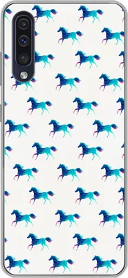 Produktbild von MuchoWow® Handyhülle Schutzhülle Hülle für Telefoonhoesje Samsung Galaxy A30s Mädchen - Pferde - Kristall - Muster - Mädchen - Blau - Kinder - Kind Silikon Softcase Handy Hülle - Karteninhaber