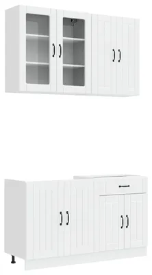 Immagine prodotto di vidaXL Modulo cucina LUCCA, 4 pezzi, bianco lucido, materiale composito