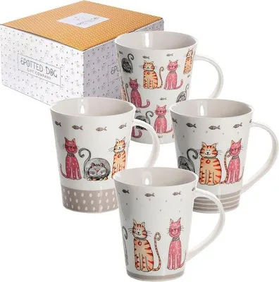 Image de Lot de 4 tasses à café en céramique de 360 ml