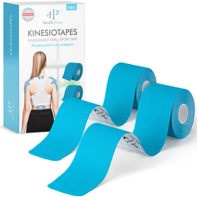 Health Press Kinesiotapes – 2 Rollen Kinesiologie Tape Sport Blau + Blau (5cm x 5m) – Kinesiotape 