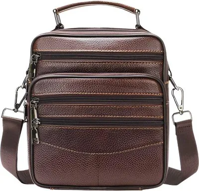Image de CarryQuest® - Sac bandoulière pour homme en cuir véritable, couleur marron