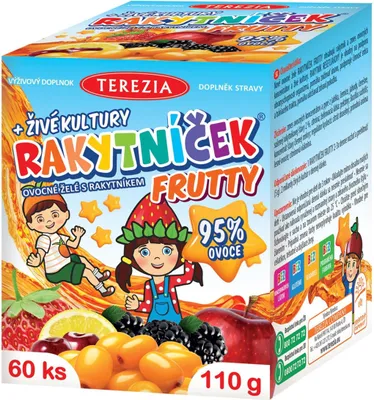 Obrázek produktu pro Rakytníček Frutty ovocné želatinky s rakytníkem a živými kulturami 60 ks