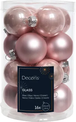 Immagine prodotto di Baubles natalizi in vetro 3,5 cm 16 pezzi - rosa cipria