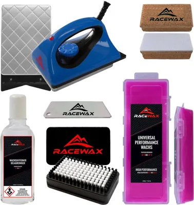 Zdjęcie produktu dla RaceWax Zestaw wosków do nart 6-częściowy Żelazko do wosku Podstawa korka Pędzel do usuwania wosku