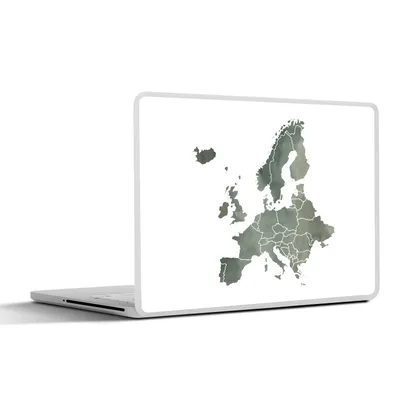 Produktbild von MuchoWow® Laptop Aufkleber Sticker Cover Karte von Europa - Aquarell - Grau 40x30 cm - Laptop Dekoration - Selbstklebend