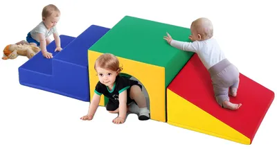 Produktbild von VEVOR Einzel-Tunnel-Klettergerüst, Spielset für Kleinkinder, Schaumstoff-Kletterblöcke für Kleinkinder, Kinder-Tunnel-Labyrinth mit Treppe und Rampe, Indoor für Kleinkinder und Vorschulkinder, leicht zu reinigen, 3 Stück (verschiedene), 3 Abschnitte, Einfarbig