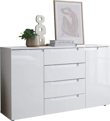 Produktbild von Sideboard >Spice< in weiß hochglanz, MDF weiß hochglanz - 138x81x38cm (BxHxT)