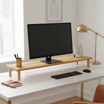 Produktbild von Monitorständer Holzbeine Schreibtischaufsatz 90x20x10cm Monitor Erhöhung Bildschirmständer Homeoffice Gaming 3 Farben