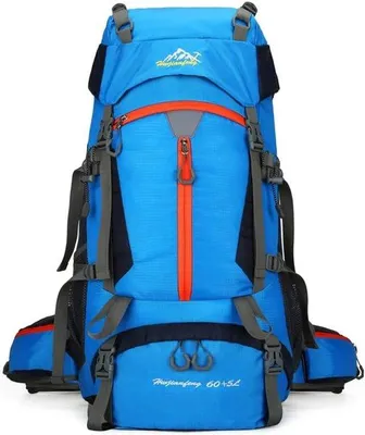 Produktbild von 65L Wasserdichter Wanderrucksack. Wasserdichter Rucksack für Wandern, Joggen und Radfahren (60+5L, Blau)