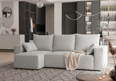 Produktbild von 4ALLHOME Ecksofa Tobi mit Schlaffunktion, Couch, Boucle, Sofa mit Bettkasten, Eckcouch, L-Form Centaur 02 Hellgrau