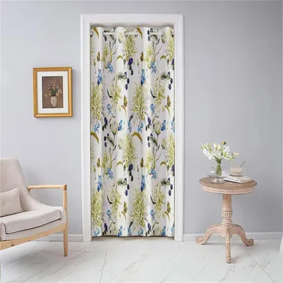 Immagine prodotto di Tenda per porta, oscurante, termica, con occhielli, motivo floreale a farfalle, 130x180 cm