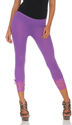 Produktbild von Dámske capri legíny s čipkou 3/4; fialové XS/32