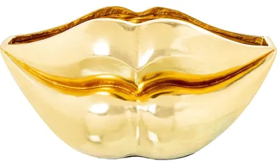 Lippenvaas-Figur, Kunstharz, goldfarben, 30x30x58 cm