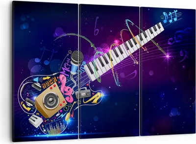 Produktbild von Bild auf Leinwand - Leinwandbild - Gitarre Instrument Musik Notiz - 105x70cm - Wand Bild - Wanddeko - Leinwanddruck - Bilder - Kunstdruck - Wanddekoration - Leinwand bilder - Wandkunst - CE105x70-2724