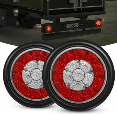 Immagine prodotto di 2pcs Round 16 ha portato camion Trailer Break Stop Turn Signal Tail Light Resistenza agli urti Basso consumo di energia lunga vita d'argento