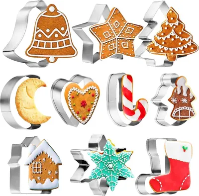 Image de set de 10 emporte-pièces de Noël en acier inoxydable pour la pâtisserie