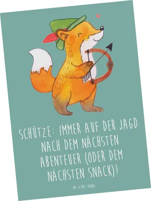 Produktbild von Mr. & Mrs. Panda Ansichtskarte Abenteuer Schütze - Meeresbrise - Geschenk, Abenteuerlust, Optimismus, Natur, Grußkarte, Horoskop, Tierkreiszeichen, Sternzeichen