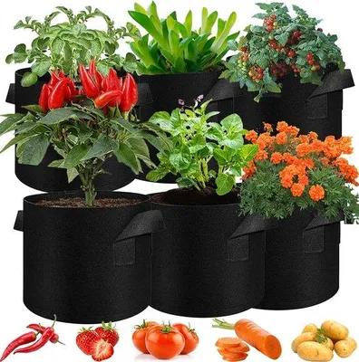 Productafbeelding van Famanu Kweekzakken, 6 stuks, 3 gallon - Beluchtingscontainers van niet-geweven materiaal