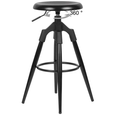 Produktbild von Barhocker Schwarz Metall 72-80 cm, Design Barstuhl 100 kg Maximalbelastbarkeit, Tresenhocker Industrial, Tresenstuhl ohne Lehne