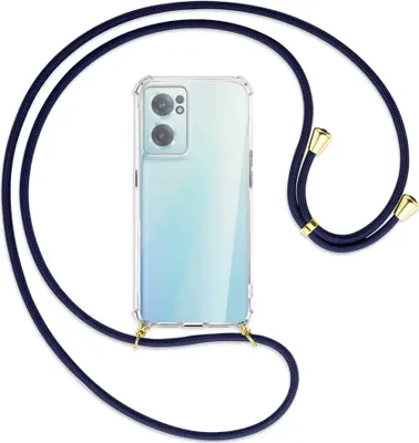 Produktbild von Handykette Backcover-Schutzhülle mit Band (Metall goldfarben) für OnePlus Nord 2 CE - dunkelblau