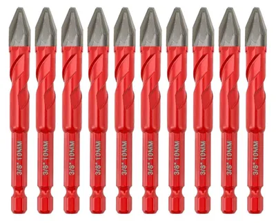 Image de Jeu de 10 forets pour carrelage, 10 mm, forets excentriques à tête inclinée pour bois, plastique, céramique, béton
