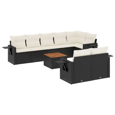Produktbild von vidaXL 9-tlg. Garten-Sofagarnitur mit Kissen Schwarz Poly Rattan