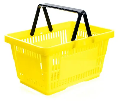 Zdjęcie produktu dla Koszyk sklepowy zakupowy plastikowy na zakupy 22x30x43 cm 22L żółty