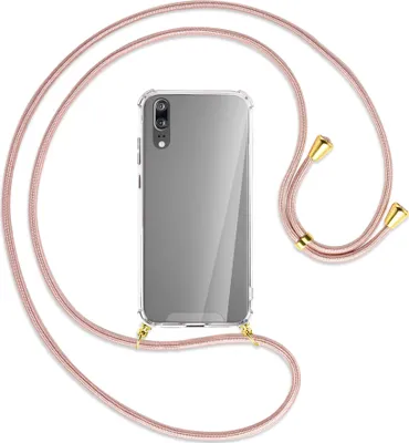 Produktbild von Handykette Backcover-Schutzhülle mit Band (Metall goldfarben) für Huawei P20 - roségold