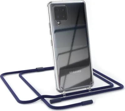 Produktbild von EAZY CASE Handykette für Samsung Galaxy A42 5G, Clear Case aus Silikon, mit Umhängeband, abnehmbare Endstücke, Handyband in Blau
