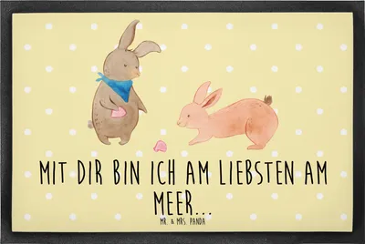 Produktbild von Mr. & Mrs. Panda Schmutzfangmatte Hasen Muschel 60 x 90 cm - Gelb Pastell - Geschenk, Schmutzmatte, Muscheln, Fußabtreter, Freundin, Best Friends, fußmatte, Strand, BFF