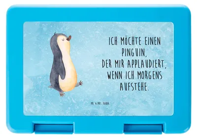 Produktbild von Mr. & Mrs. Panda Bento Box Pinguin marschieren - Eisblau - Geschenk, Brotbehälter, Spazieren, Lunchbox, Unausgeschlafen, Familie, Frischhaltedose, Bruder, Snackbox