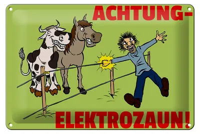 Produktbild von Blechschild Hinweis Elektrozaun, 30x20 cm, Blechschilder Bauernhof Landwirt Tiere Achtung
