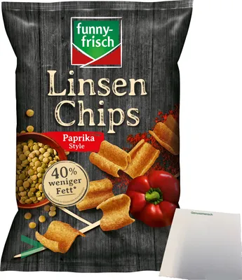Produktbild von Funny Frisch Linsen Chips Paprika Style mit pflanzlichem Protein (90g Packung) + usy Block