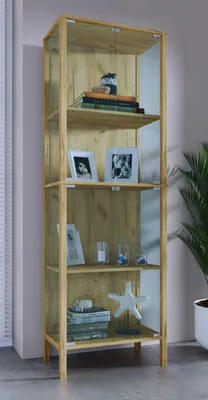 Produktbild von VCM Glasvitrine stehend Jensol XL – hohe Standvitrine mit ESG-Sicherheitsglas, Glasfront & Seitenteile, moderner Vitrinenschrank, ca. 178 x 60 x 35 cm