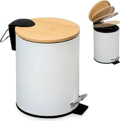 Produktbild von LS-LebenStil Kosmetikeimer Papierkorb 3 Liter Weiß Softclose Matt Rund mit Deckel Tretmülleimer Treteimer Fußpedal Mülleimer Bad Badezimmer