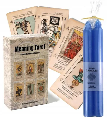 Produktbild von Drobo Tarot Karten Set mit Ritualkerzen Weisheit Blau