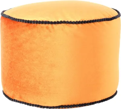 Produktbild von Padiro runder Pouf Ø 47 x 32 cm - Bronzefarben - Samtbezug aus Polyester - Kontrasteinfassung und Kügelchenfüllung