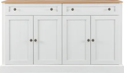 Produktbild von Merax Kommode Sideboard mit 2 Schubladen und 4 Türen, viel Stauraum und Metallgriffe, Anrichte Schrank im rustikalen Landhausstil, 150cm Breite