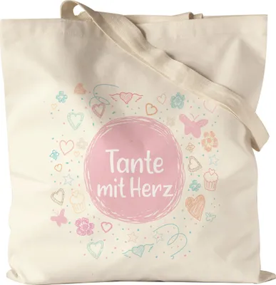 Produktbild von Tante mit Herz Jutebeutel Stoffbeutel Canvas  Dankeschön Geschenk Danke Sagen Für Alles Lieblingstante