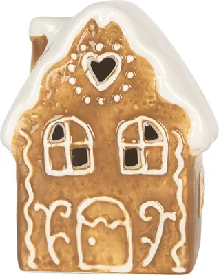 Produktbild von Clayre & Eef Dekoratives Haus mit LED 8x6x11 cm Braun Keramik