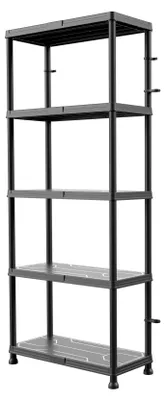 Zdjęcie produktu dla Baulich | Regał plastikowy - Czarny - 74x32x175 cm - 5 półek - Stabilność 125 kg - Nośność na półkę: do 25 kg