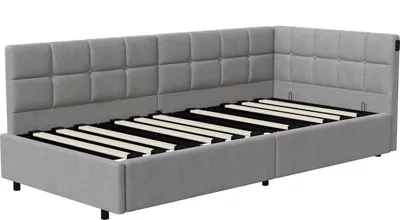 Produktbild von Tagesbett / Schlafsofa - Einzelbett 90x200 cm - Hydraulischer Stauraum - Lattenrost inklusive - Samtbezug - Holzgestell - Dunkelgrau