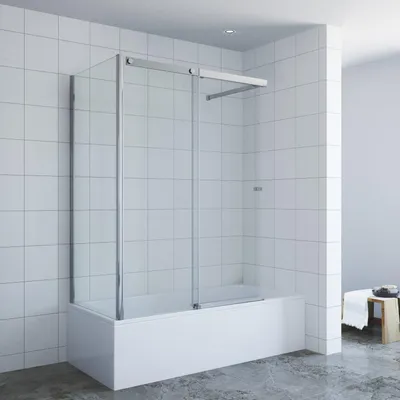 Produktbild von Duschwand für Badewanne Badewannenaufsatz mit Schiebetür 110 x 70 x 150 cm Duschabtrennung mit Seitenwand 6mm ESG-Sicherheitsglas Nano-Beschichtung