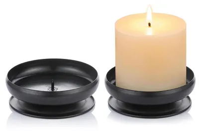 Produktbild von Kerzenuntersetzer 2er-Set Metall Schwarz 9 cm