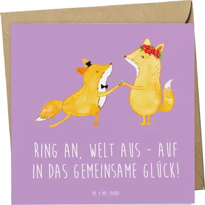 Produktbild von Mr. & Mrs. Panda Grußkarte Verlobung Glück - Lavendeltraum - Geschenk, faltkarte, Hochzeit, Klappkarte, Geschenke, Heiraten, Welt aus, romantisch, anlasskarte, Heirat