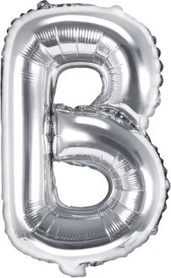 Image de Ballon en plastique lettre "B", 35cm, argent (1 carton / 50 pièces)