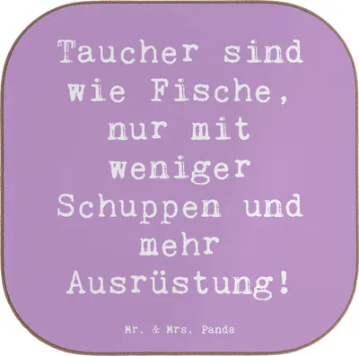 Produktbild von Mr. & Mrs. Panda Untersetzer für Gläser Spruch Tauchen Abenteuer - Lavendeltraum - Geschenk, Coaster, Sportler, Tauchregeln, gläseruntersetzer, Tassenuntersetzer, taucher