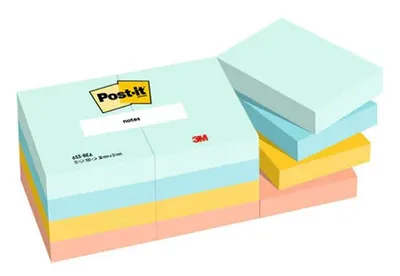 Image de Post-it notes adhésives Notes 51 x 38 mm Beachside Collection 12 blocs à 100 feuilles